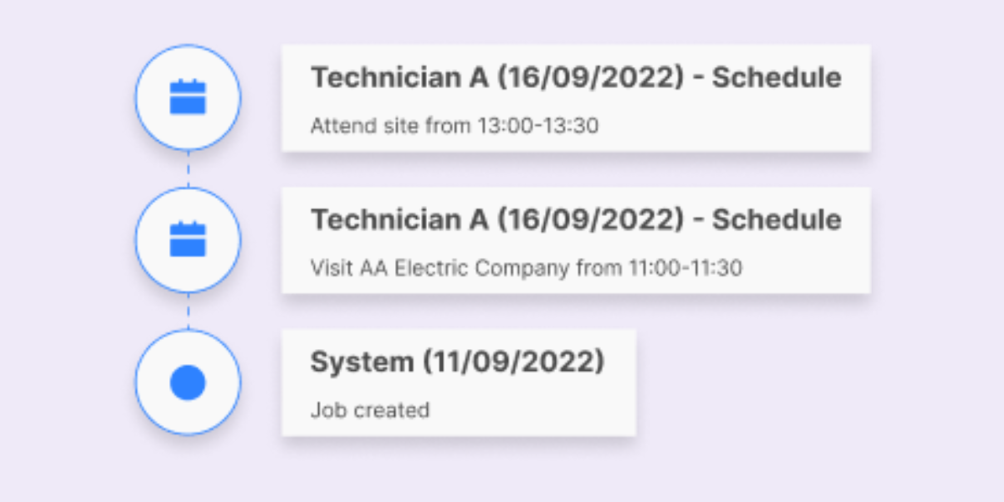 Electrical company technician schedule in Simpro platform.