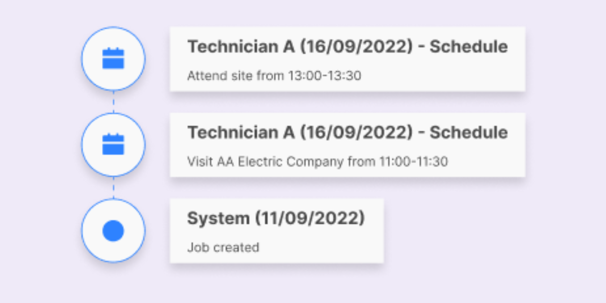 Electrical company technician schedule in Simpro platform.