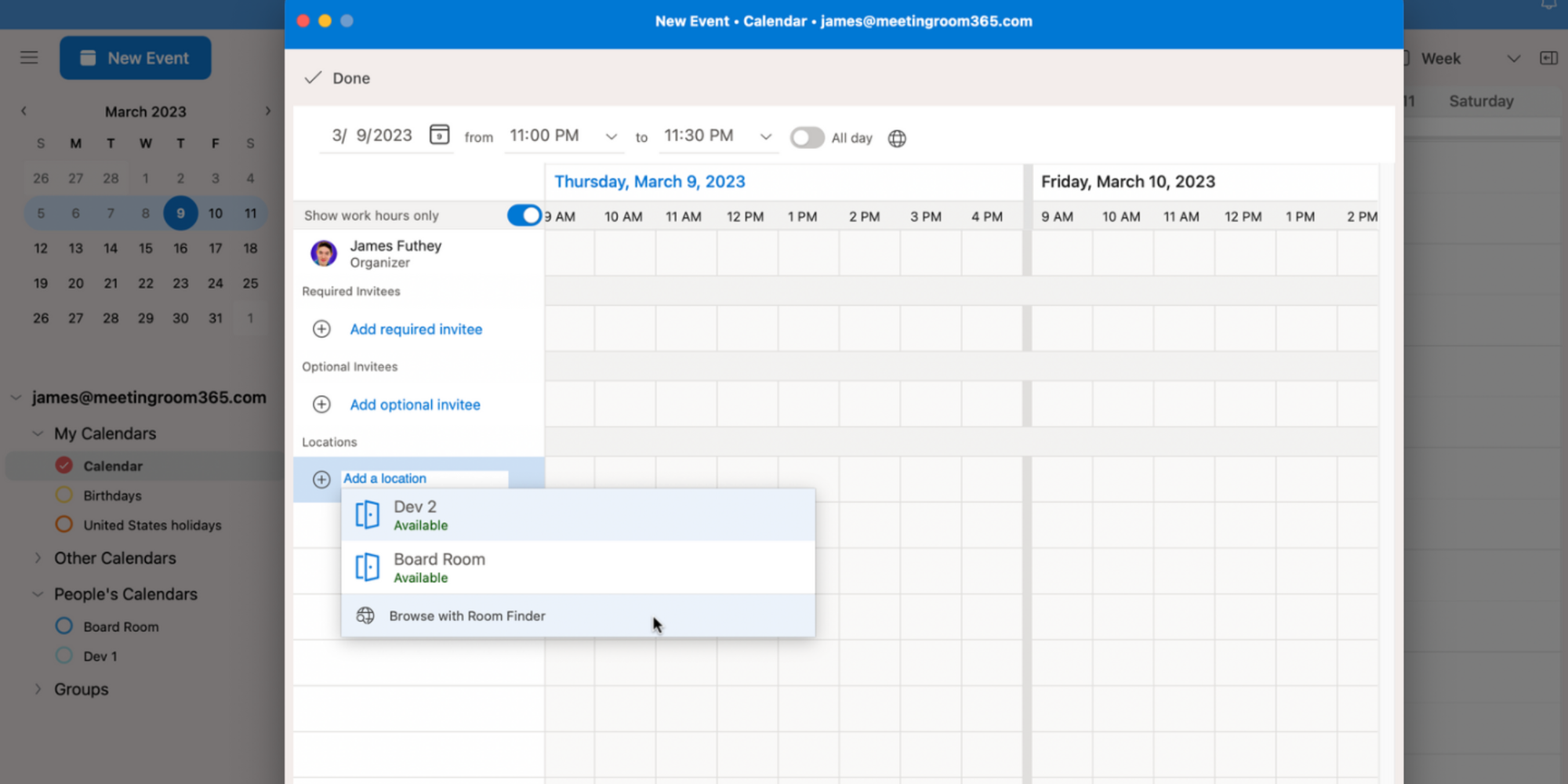 microsoft conference room booking system