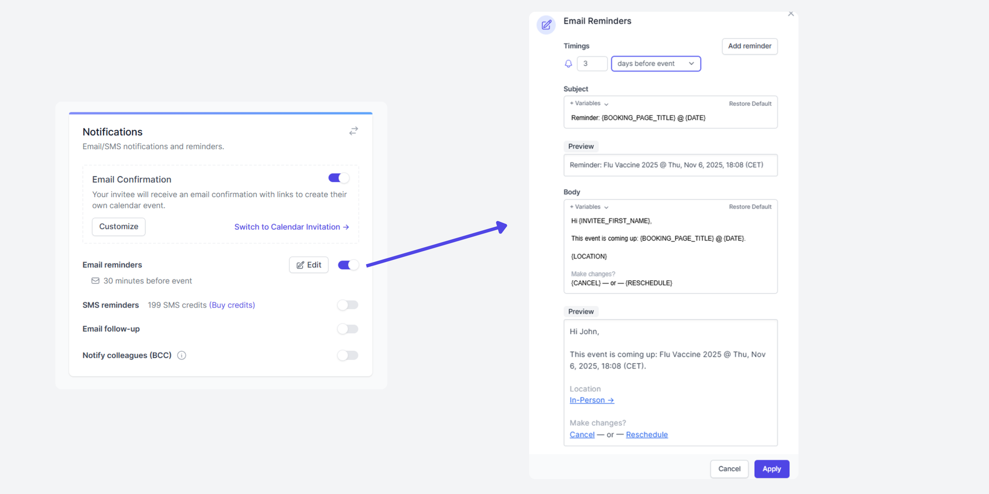 reminders as a step in meeting room booking process