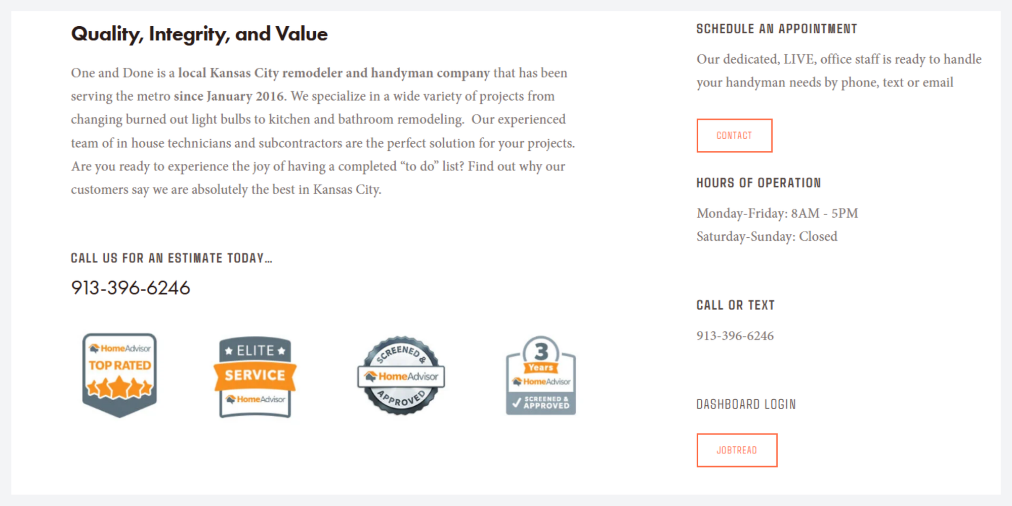 Certifications and licences on handyman web design