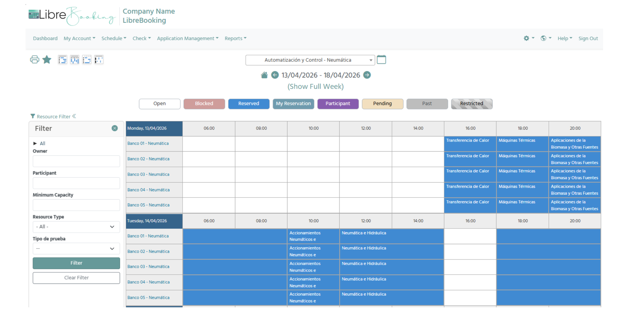 LibreBooking free online meeting room booking system calendar view