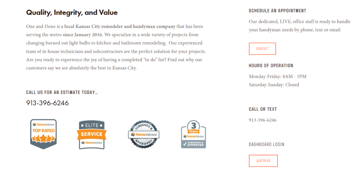 Certifications and licences on handyman web design