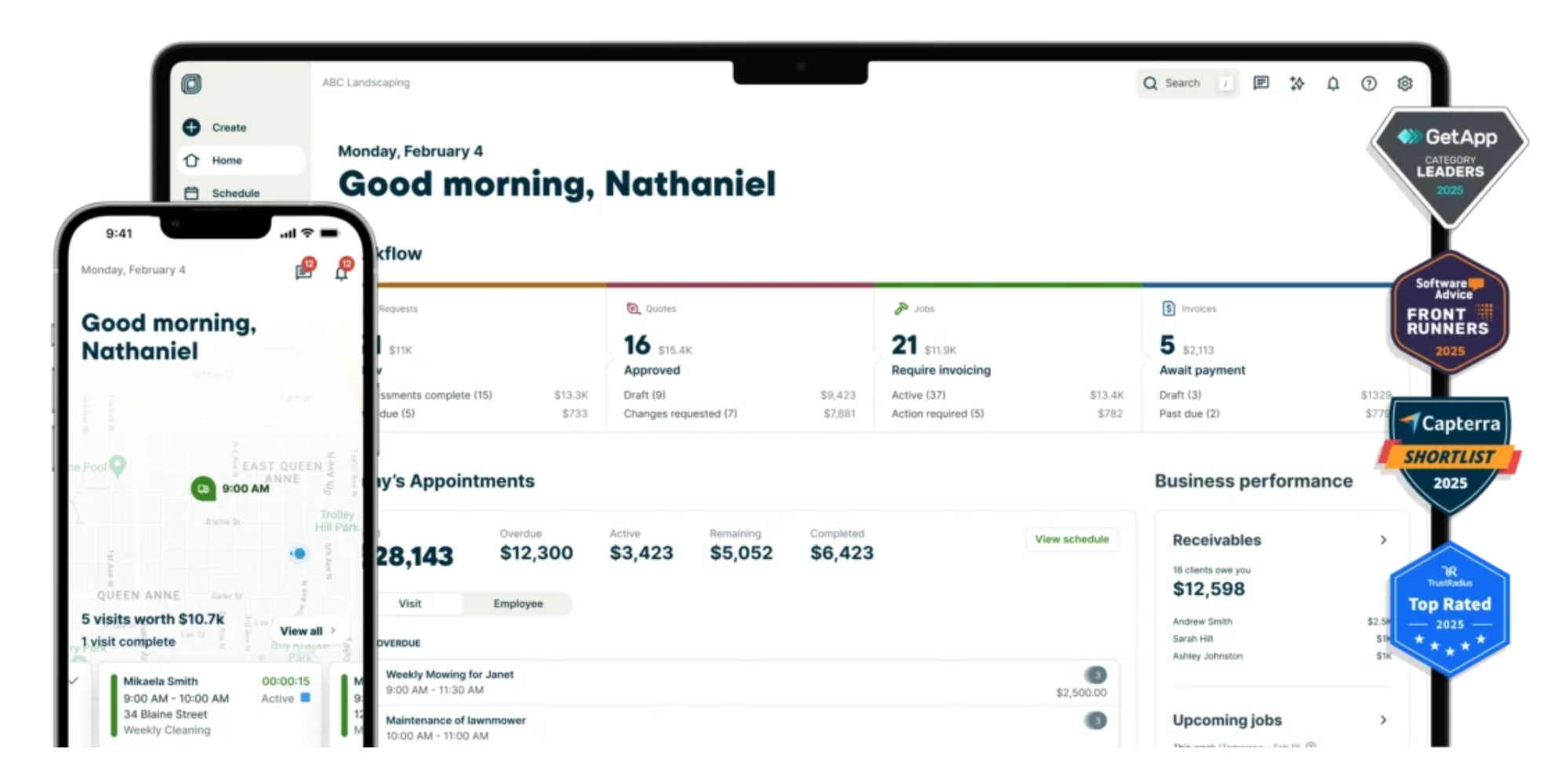 software de calendario para servicios de limpieza de Jobber