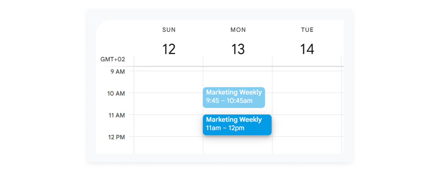 screenshot of drag and drop events as one of google calendar hacks