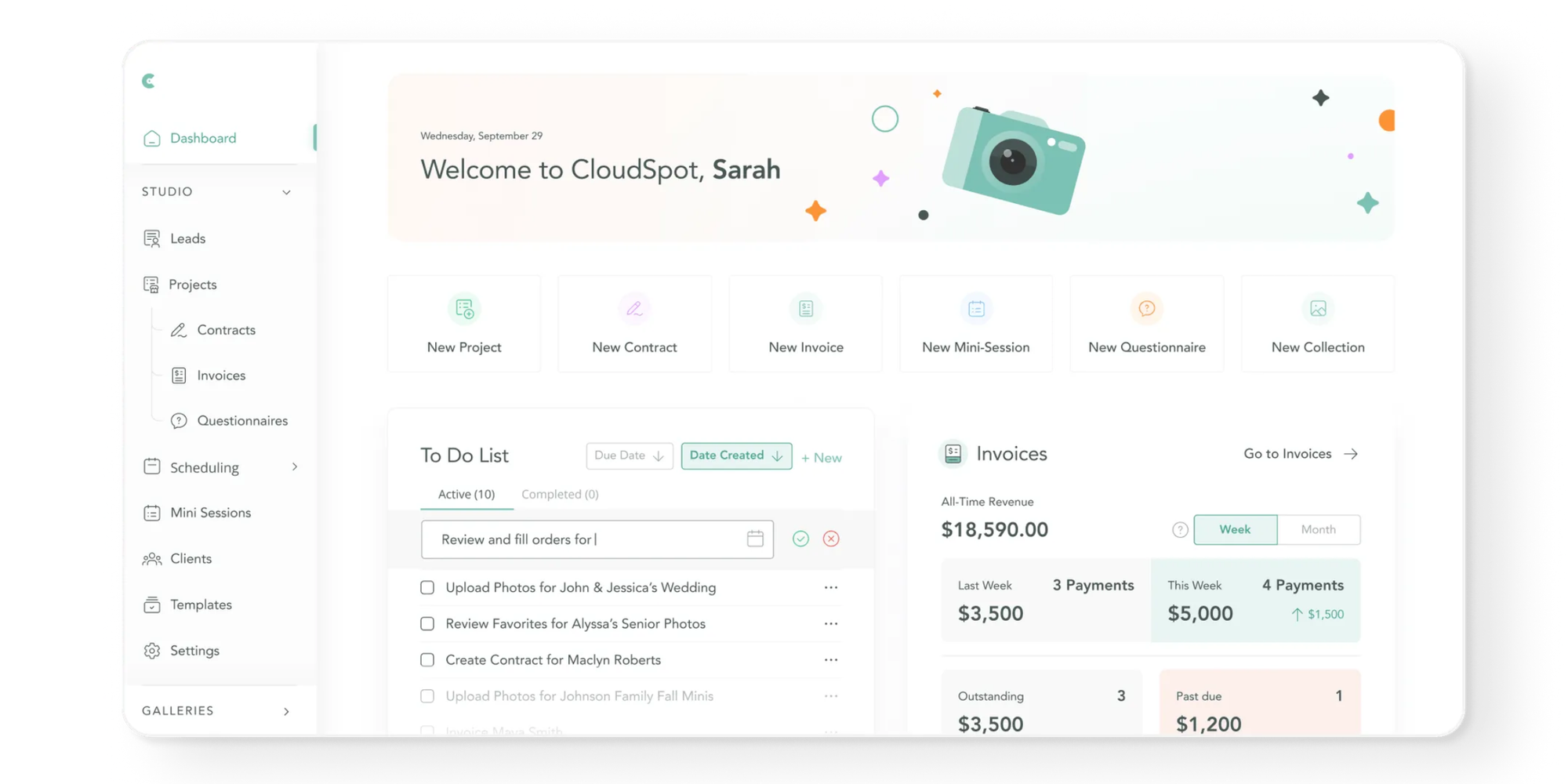 crm system cloud spot studio manager one of the  best booking software for photographers