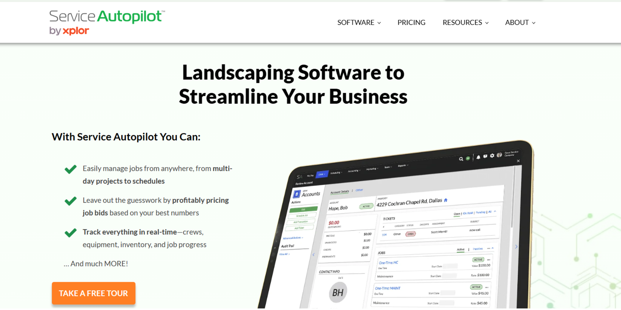 dashboard on the Service Autopilot lawn care software