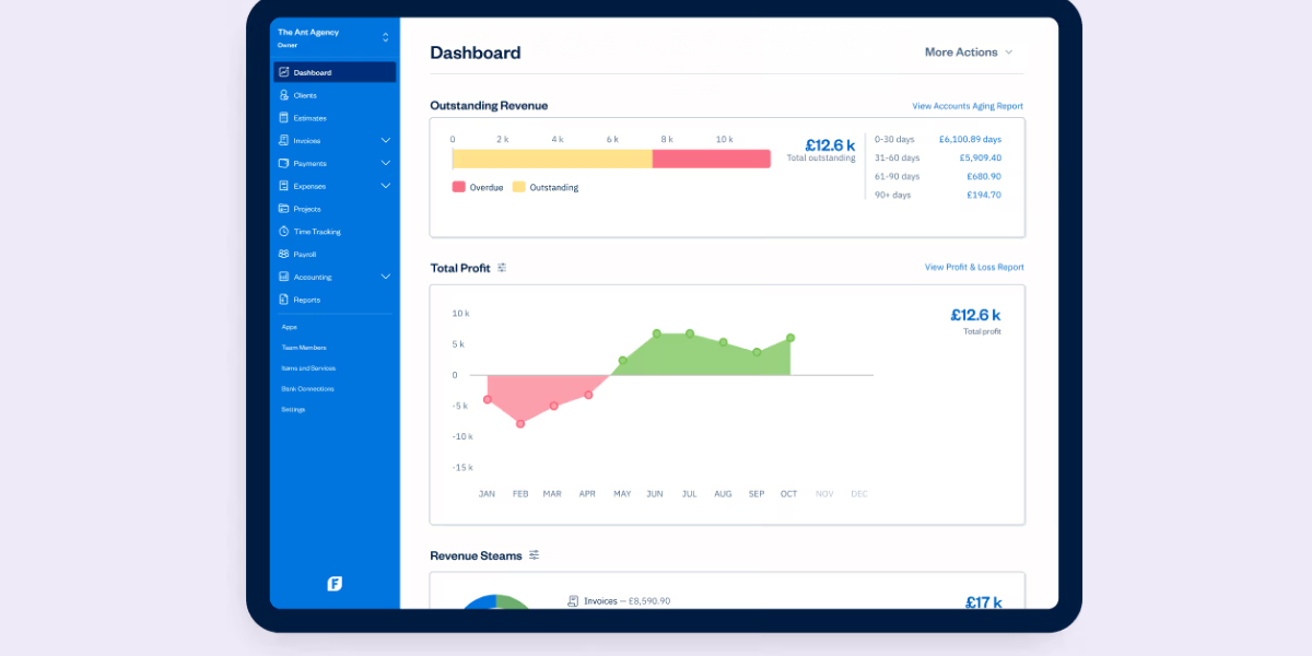 screenshoot freshbooks accounting software