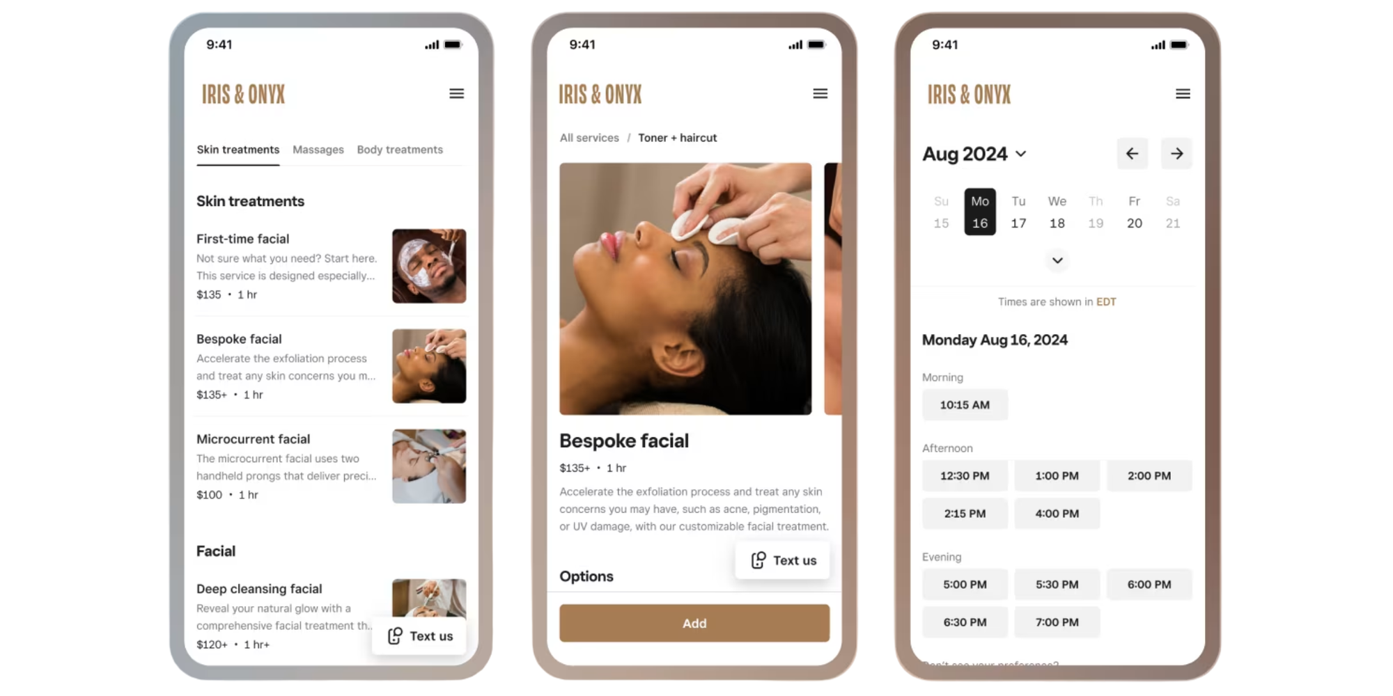 UI of mobile app square appointments best booking app for massage therapist