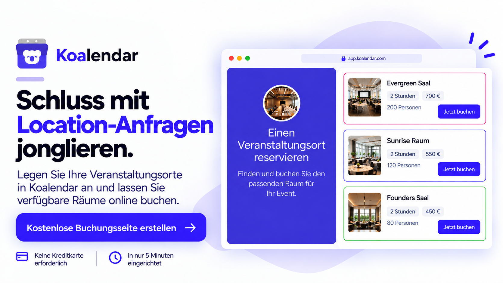 Banner für Buchungssoftware für Veranstaltungsorte: Schluss mit dem Jonglieren von Buchungsanfragen
