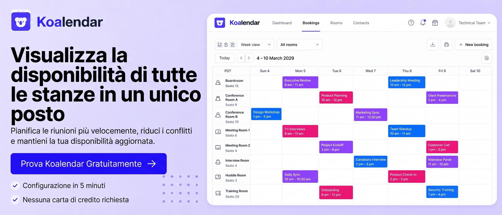 koalendar Sistema gratuito di prenotazione delle sale riunioni e disponibilità delle sale