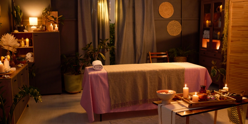 warm massage studio room with best booking app for massage therapist 