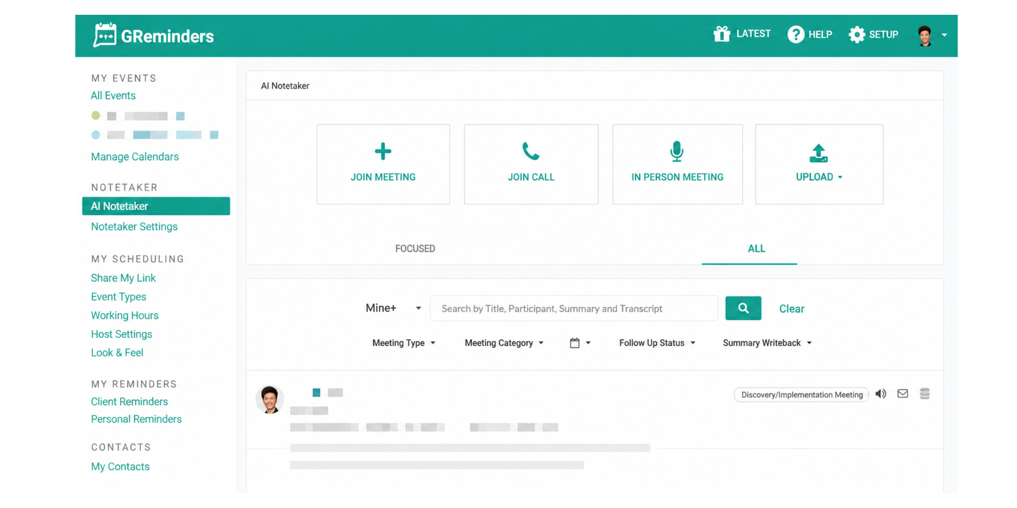 screenshot of greminders ui appointment reminder services