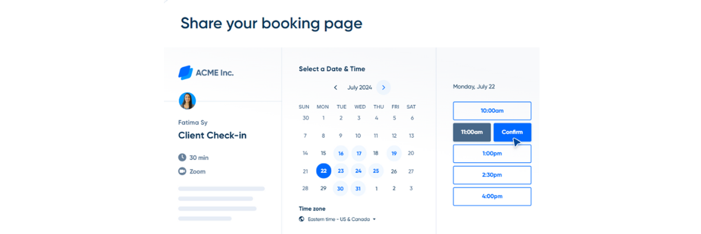 Screenshots from calendly scheduling software to comapre calendly vs acuity scheduling