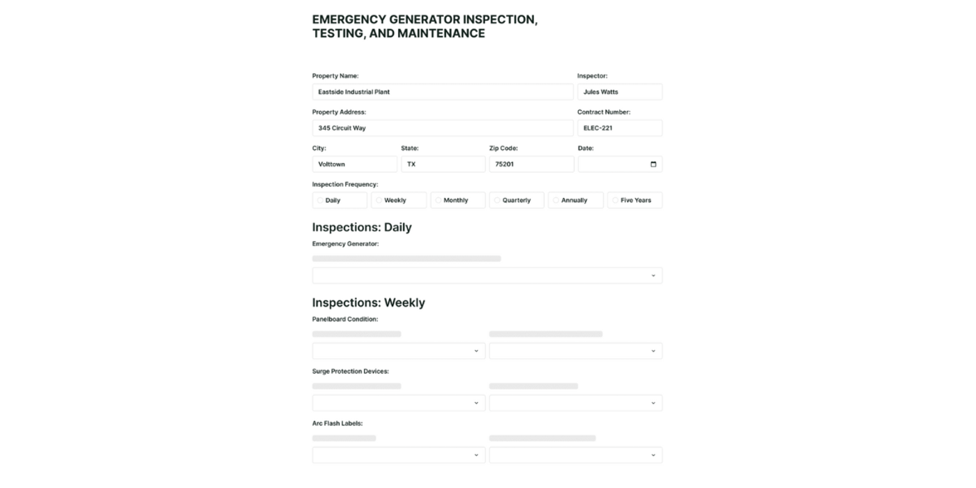 Job sheet for an electrical job in a commercial building on the BuildOps platform.