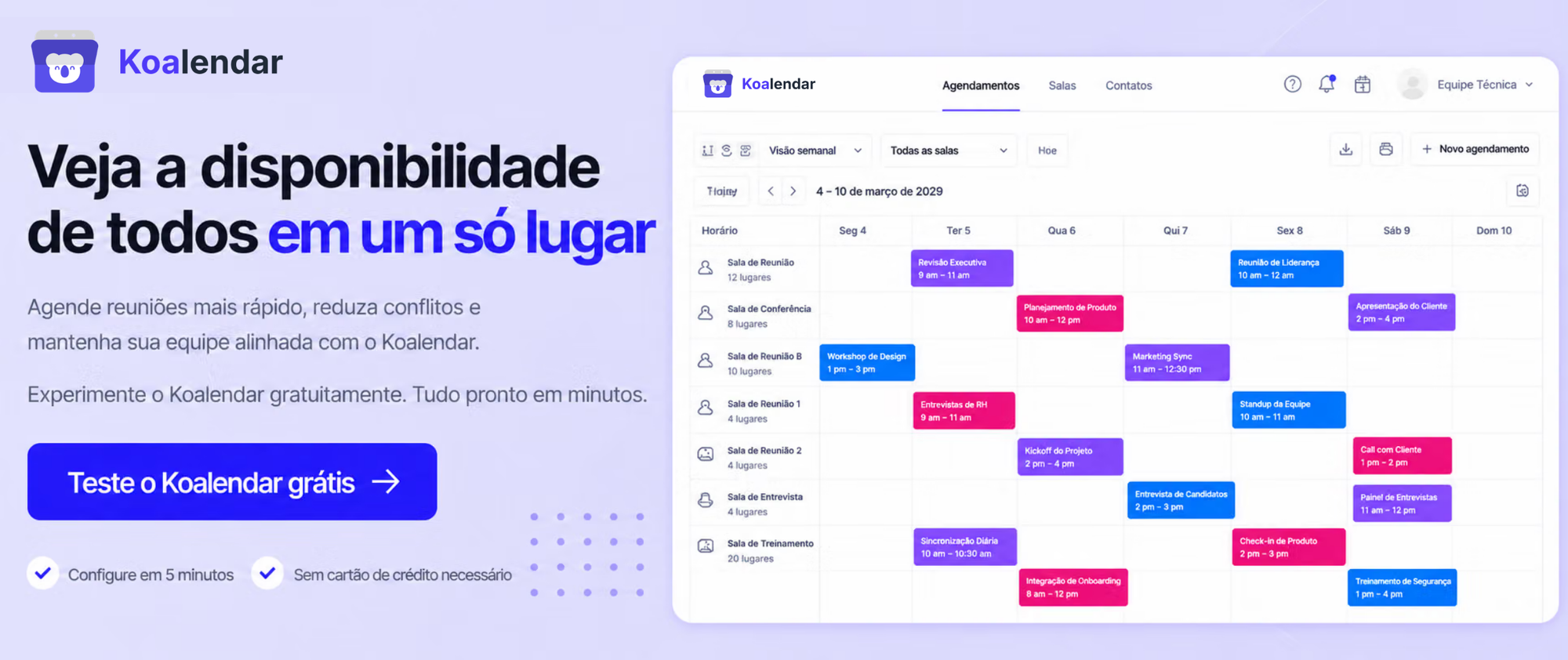 koalendar Sistema gratuito de reserva de salas de reunião e disponibilidade de salas