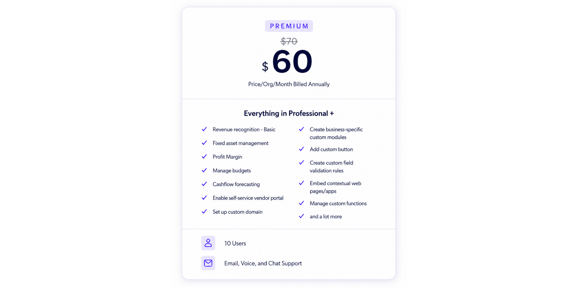 zoho books features in premium plan