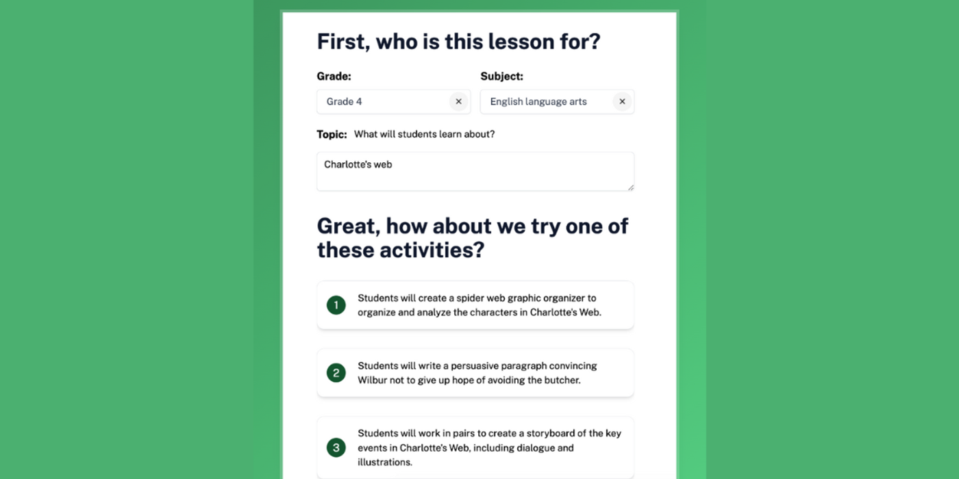 Lesson Robot AI free tool for teacher lesson planning