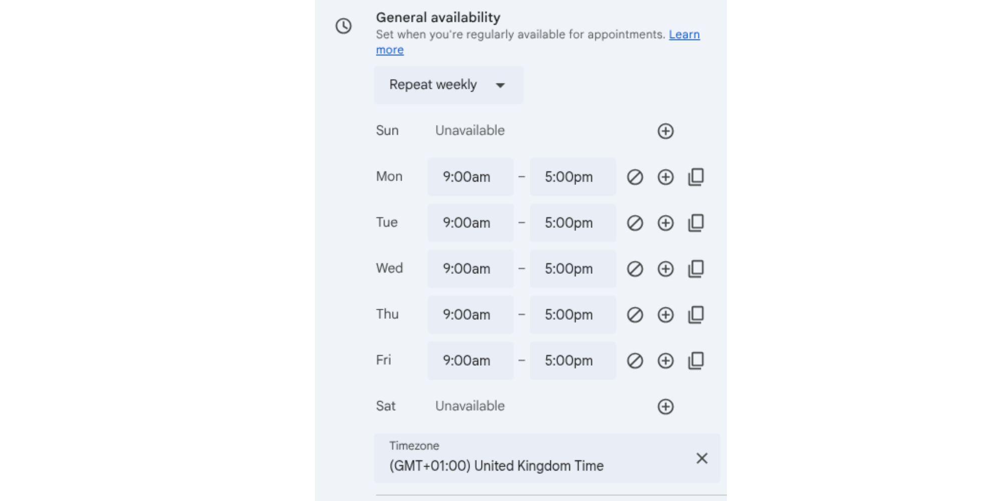Editing time slots for appointments in Google Calendar