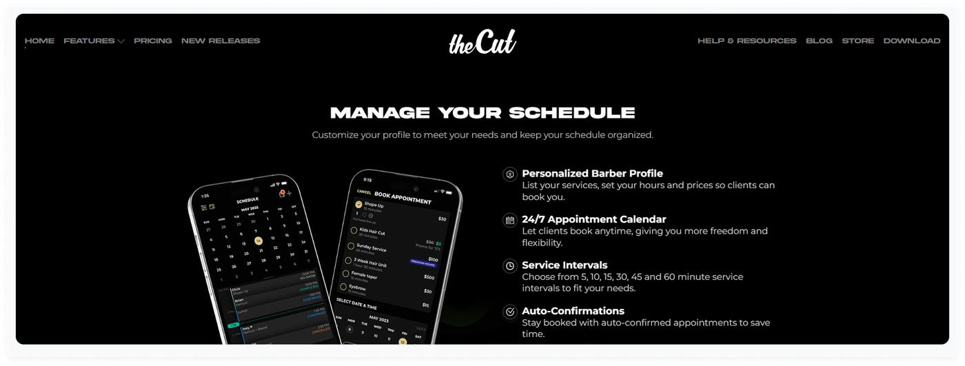 thecut barber scheduling app fro solo barbers and small teams