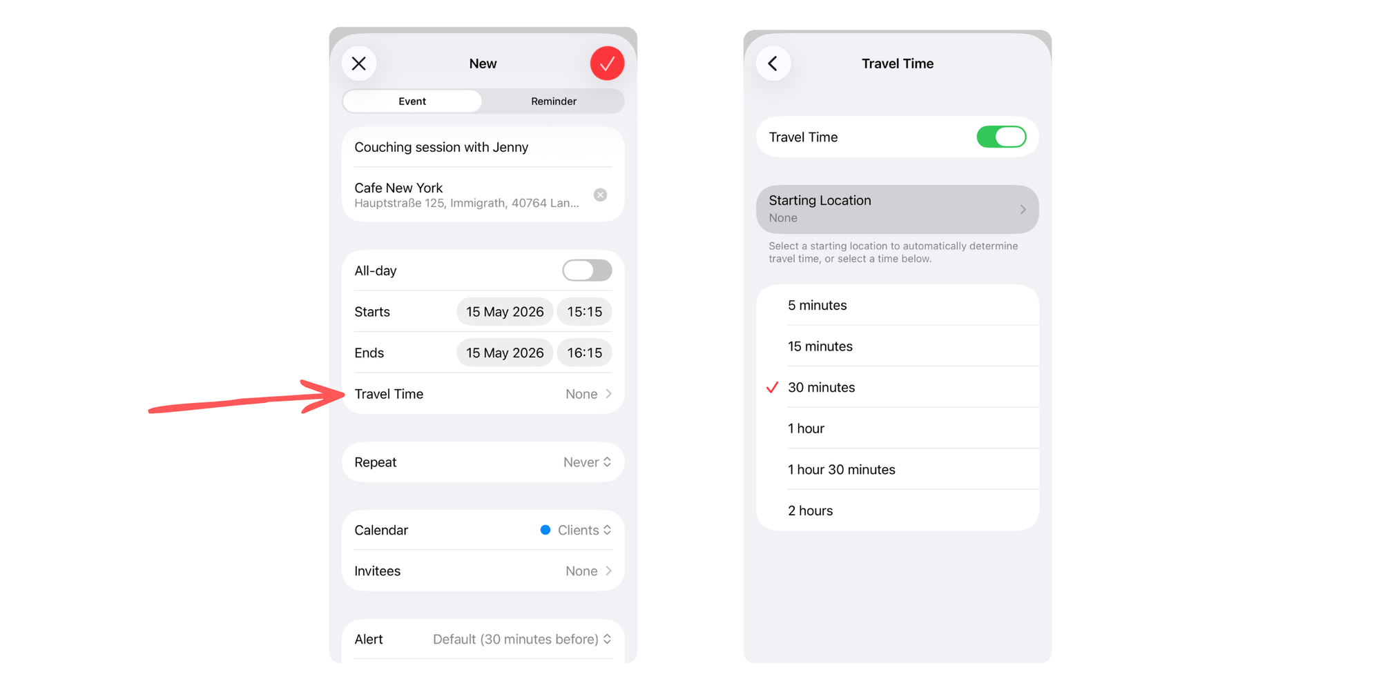 improve productivity  with travel time settings on iphone calendar