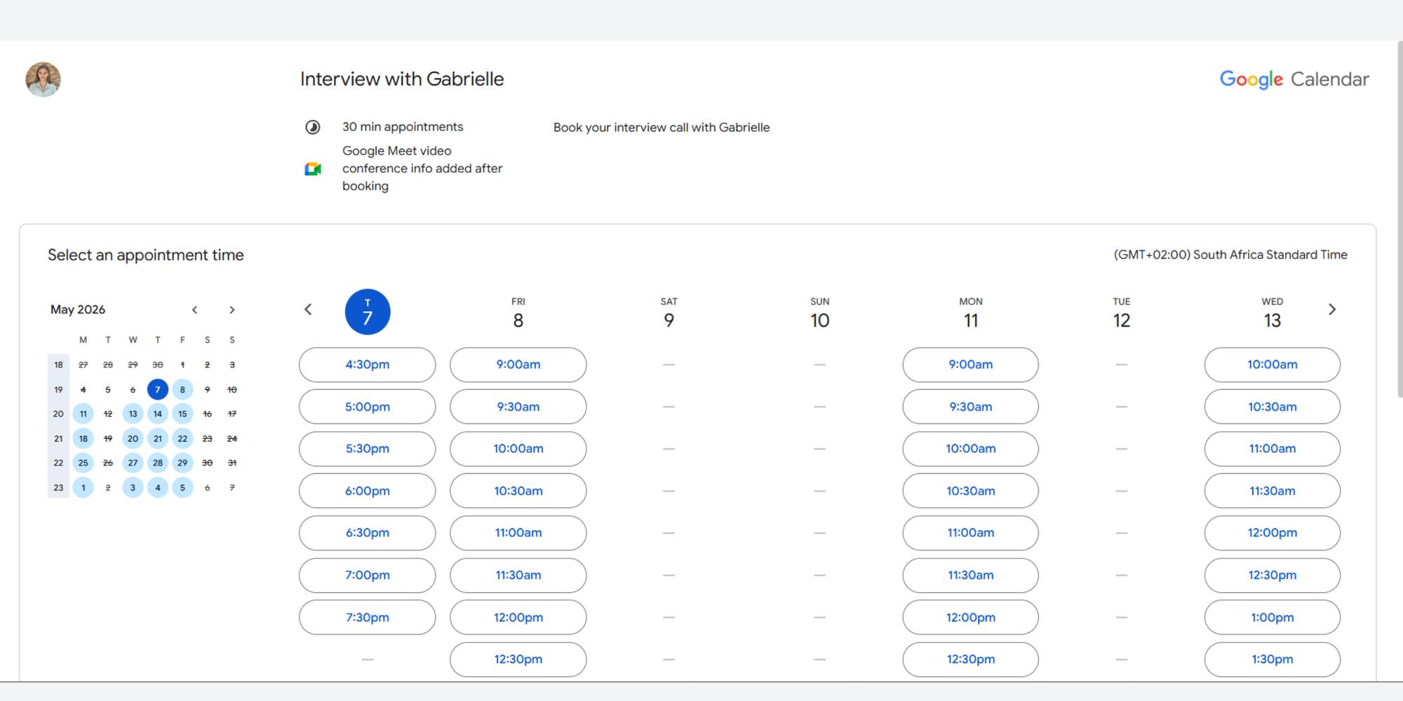 google calendar used as recruiting scheduling software