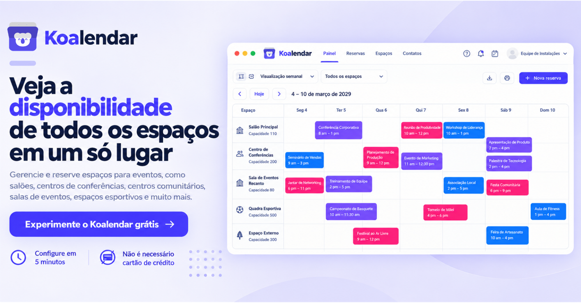 Banner de software de agendamento de espaços sobre a visualização de toda a disponibilidade dos locais