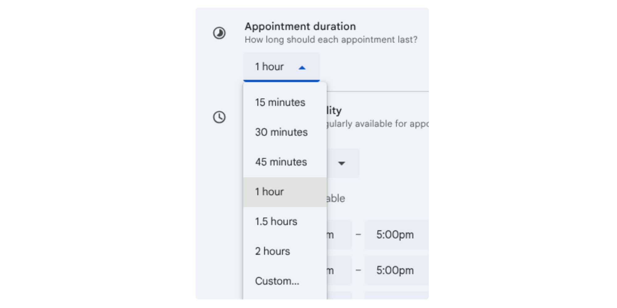 Setting appointment duration in Google Calendar