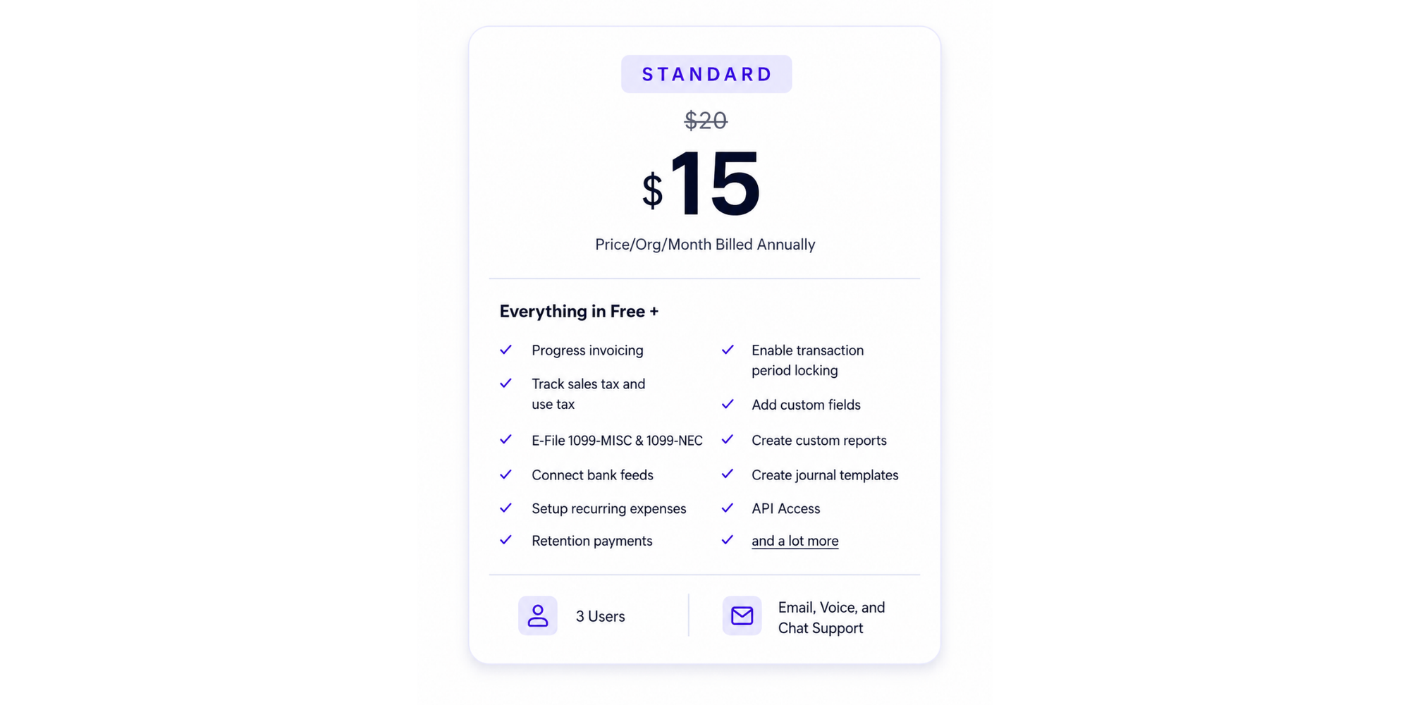 zoho books features in standard plan