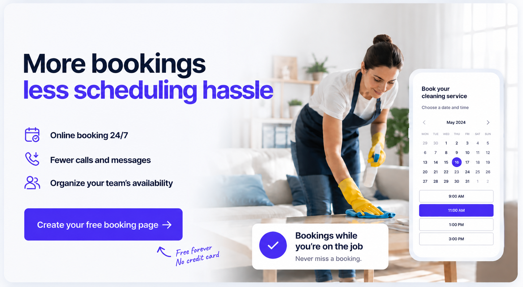 Koalendar banner for a cleaning business using home service booking.