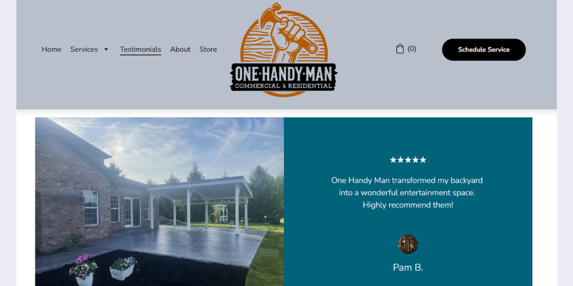  online booking page for handyman services with reviews