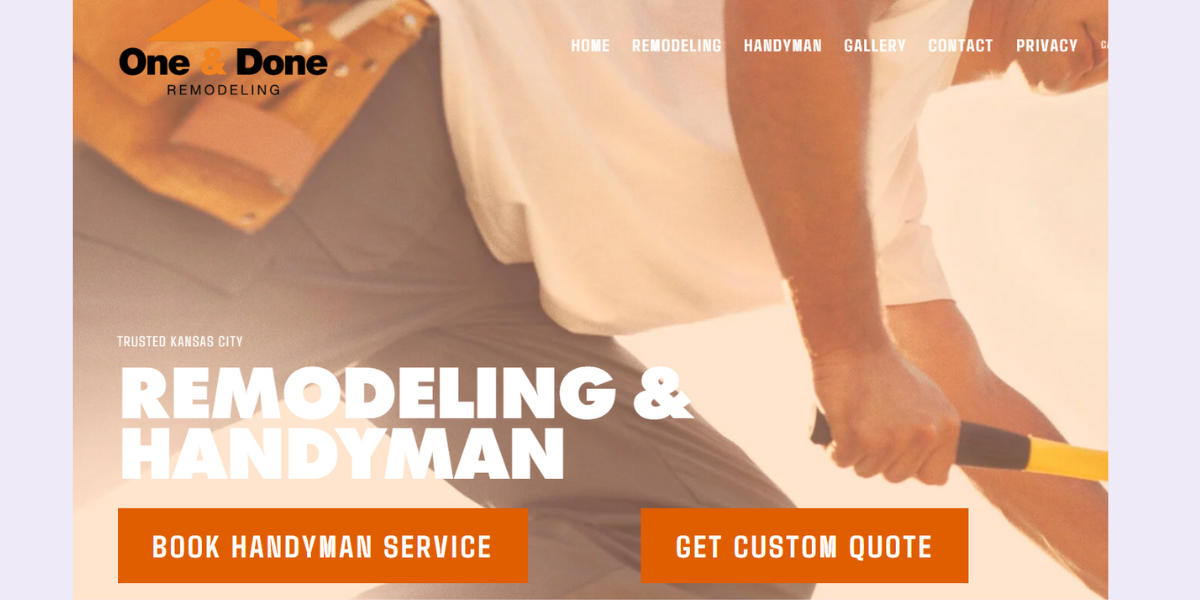 screenshot of oadkc online booking page for handyman services