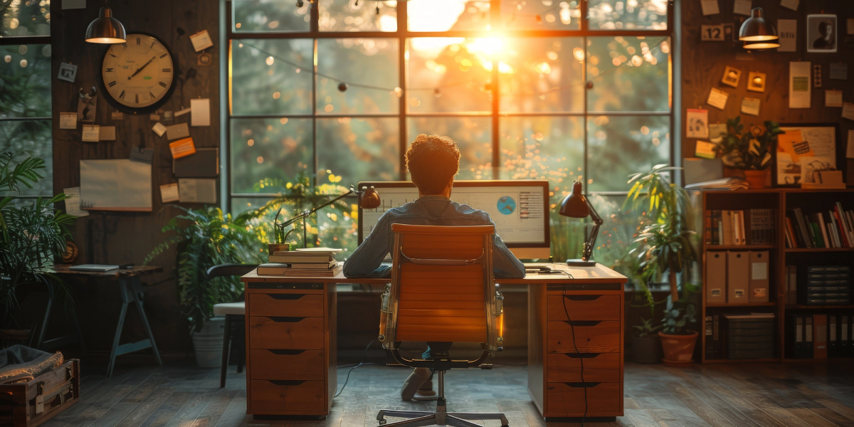 homem trabalhando e pensando em como ser produtivo trabalhando remotamente