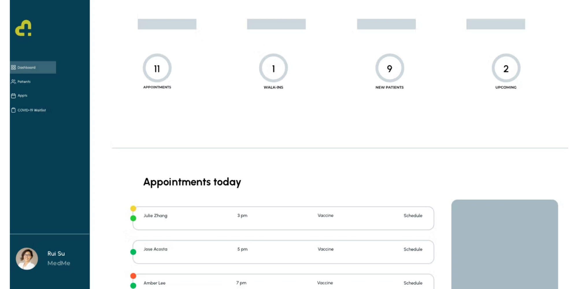 screenshot of a dashboard  wave software to improve patient scheduling efficiency 