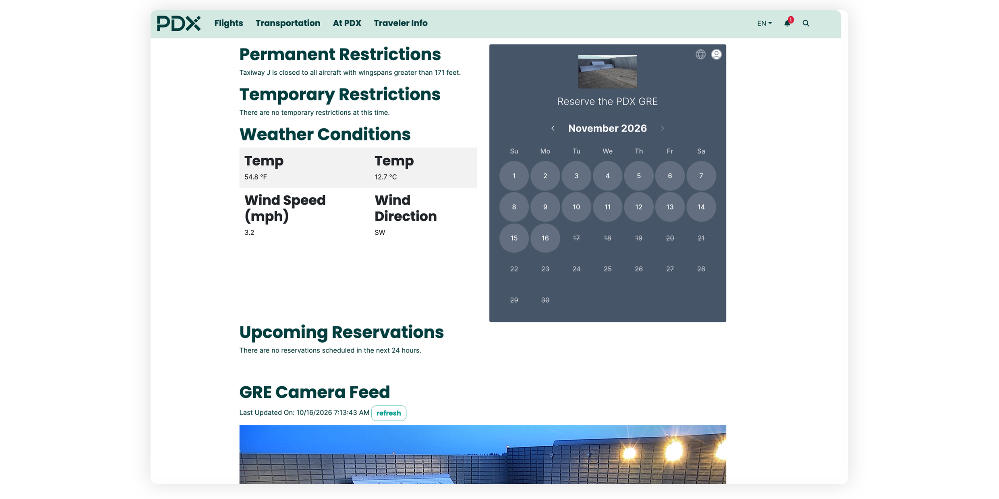 facility booking page made with koalendar embedded on pdx port of portland website