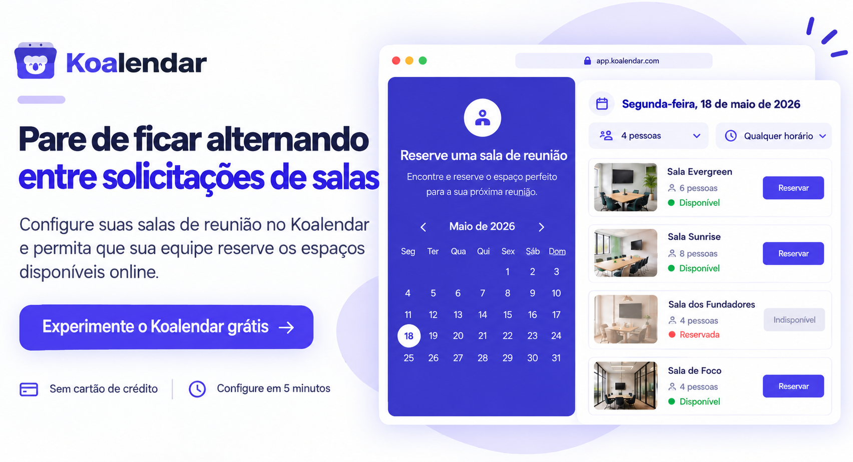 banner do Koalendar — sistema gratuito de reserva de salas de reunião