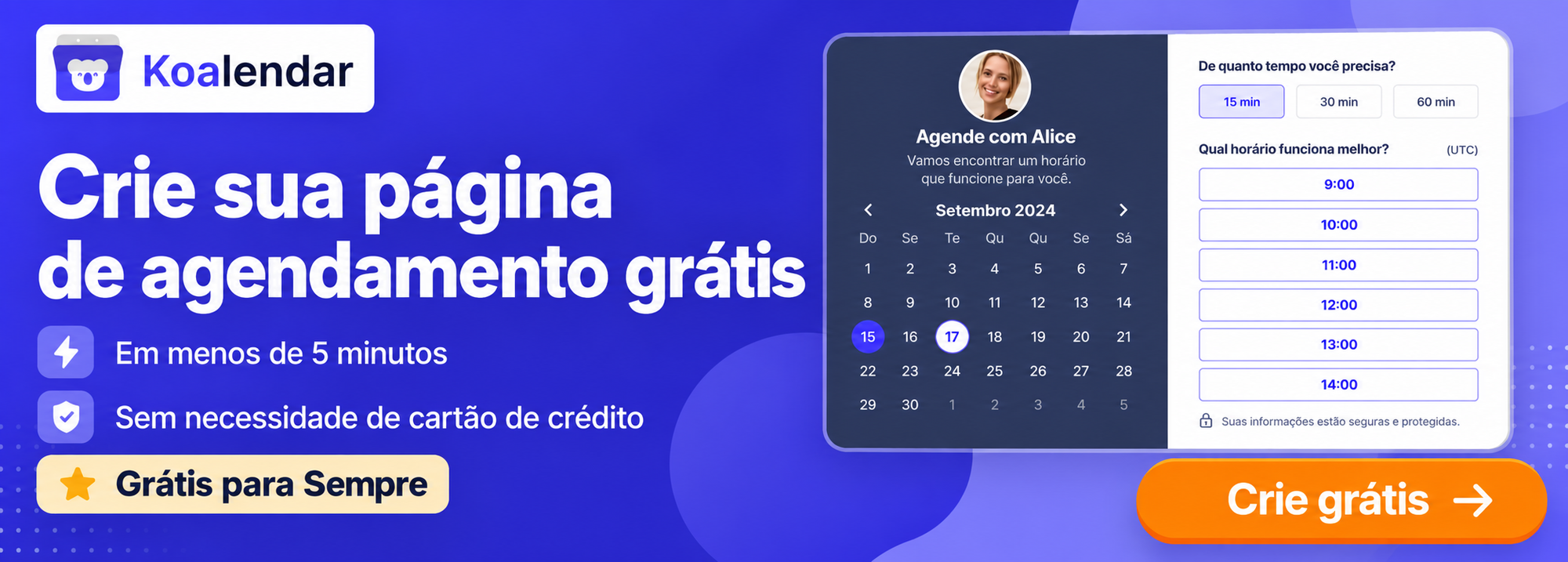 Banner do Koalendar convidando os usuários a criar uma página de agendamento gratuita, apresentado em uma comparação entre concorrentes do Notion Calendar.