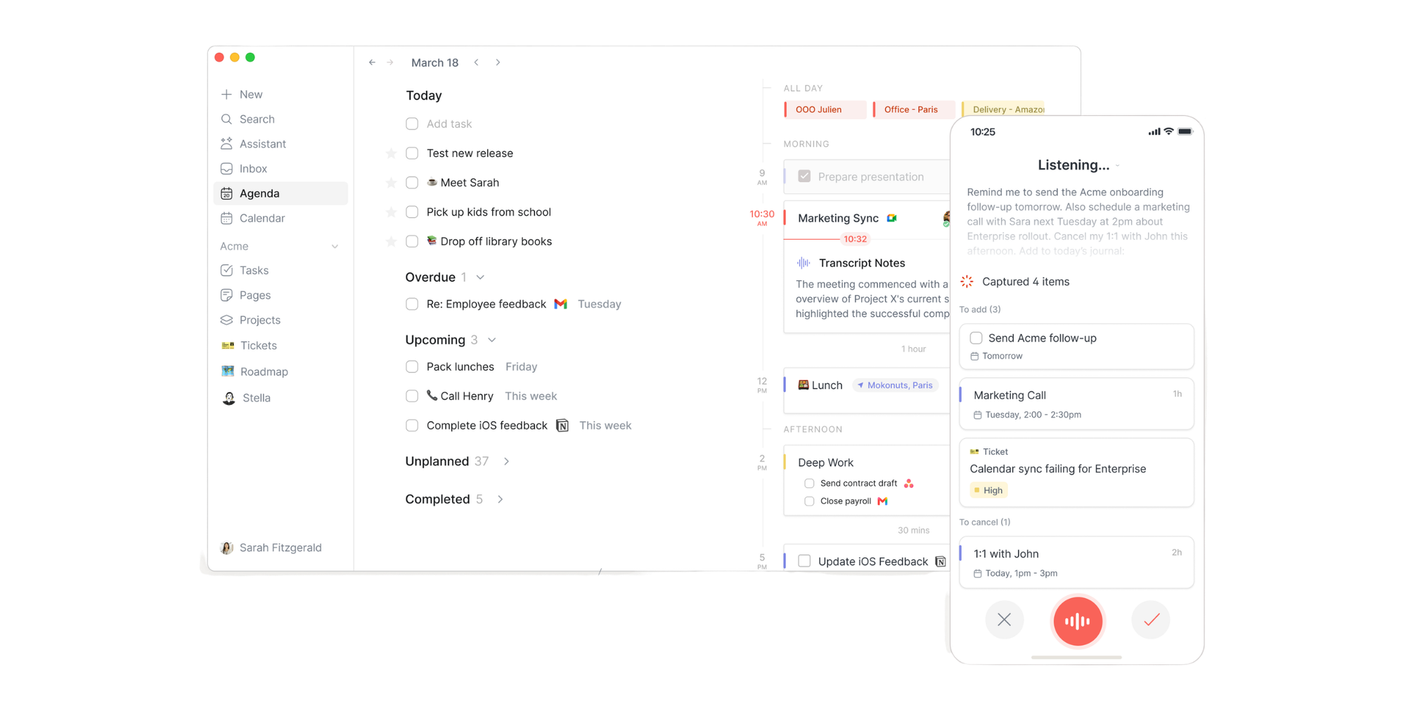 Routine workspace for tasks and calendar planning among Akiflow alternatives.