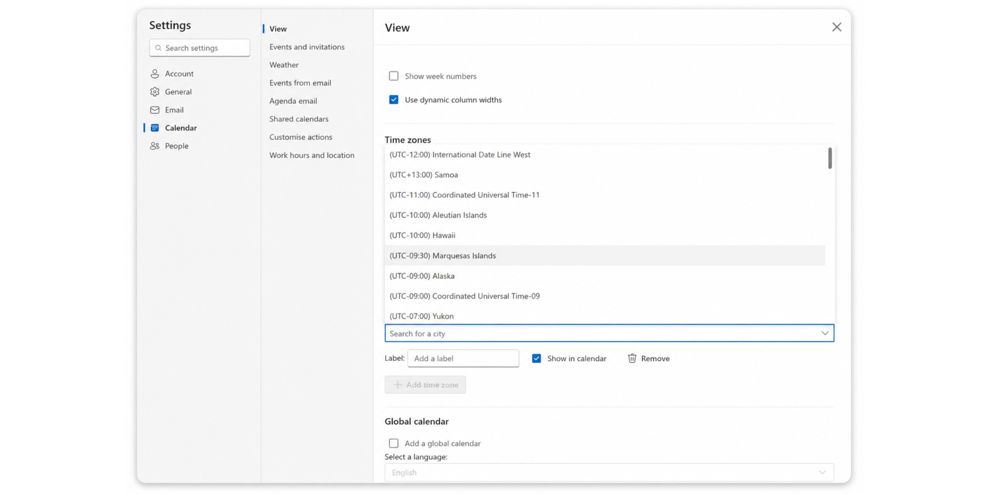 Adding time zones to Outlook Calendar