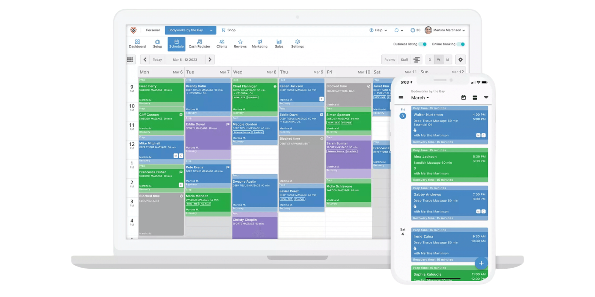 UI of Massage Book software for massage therapists  with SOAP note