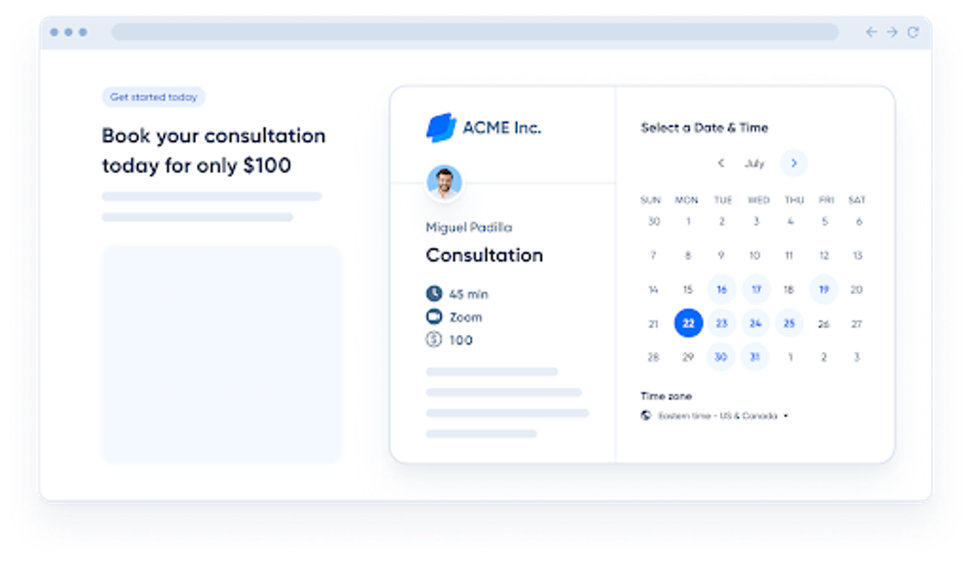 Screenshot of Calendly’s booking and scheduling platform for businesses