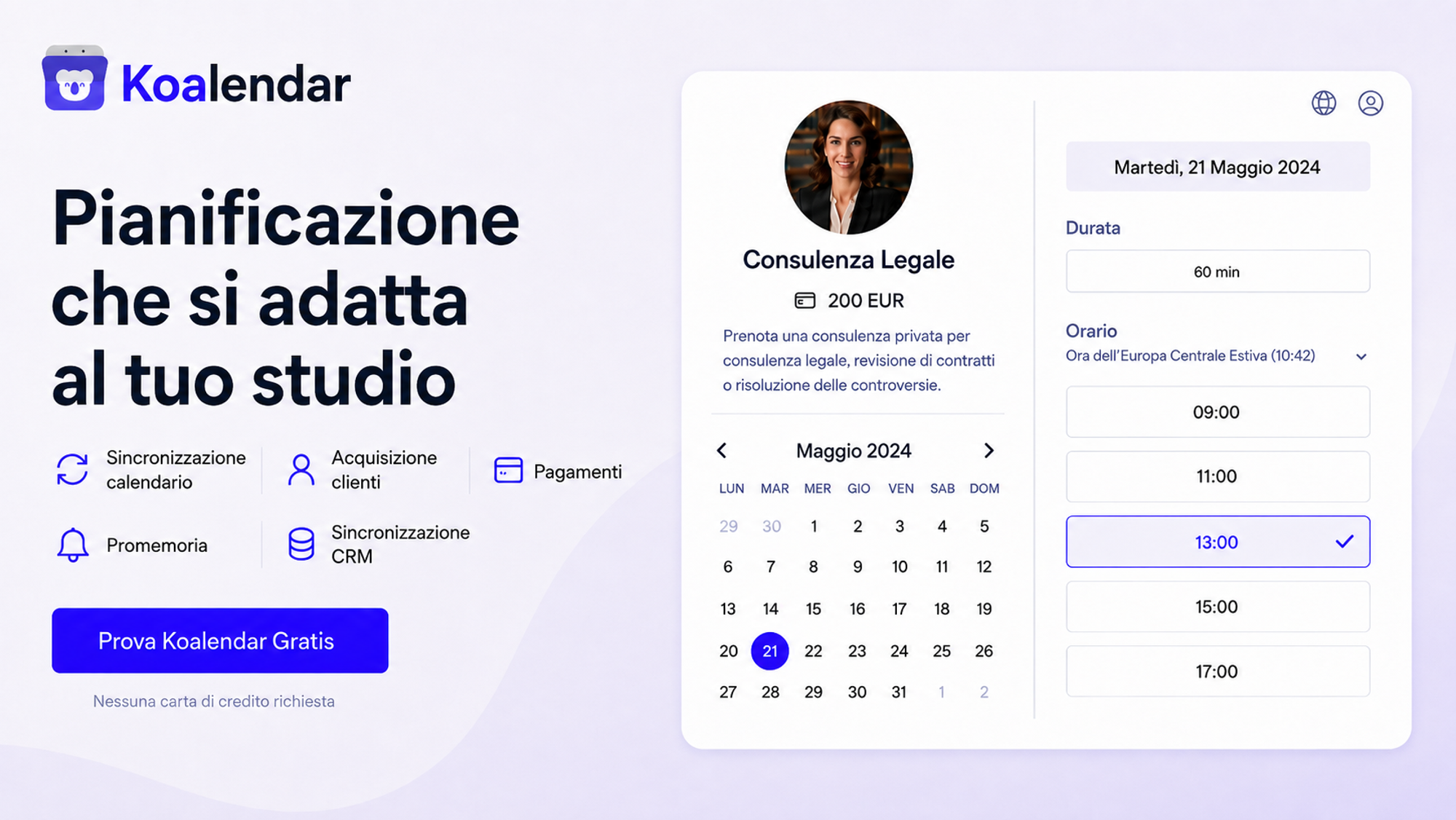 sistema di gestione degli appuntamenti per studi legali koalendar 