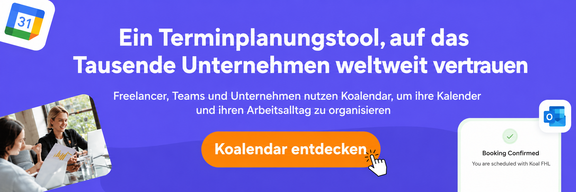 Banner der Koalendar Terminplanungssoftware zur Reduzierung von Terminkonflikten