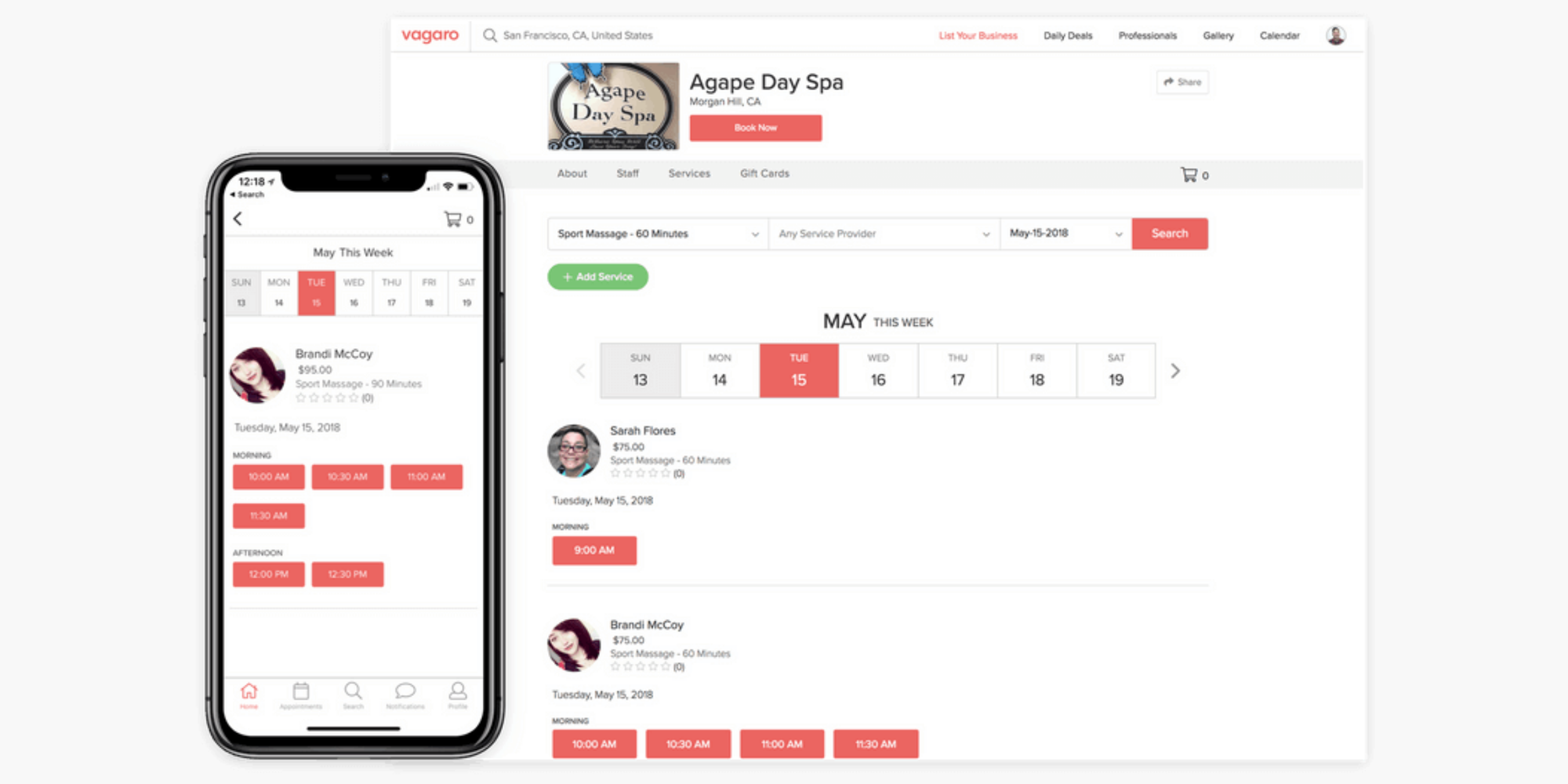 vagaro online booking page for nail studio