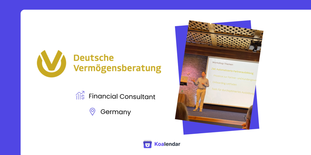 Financial consultant saved time by using koalendar scheduling tool