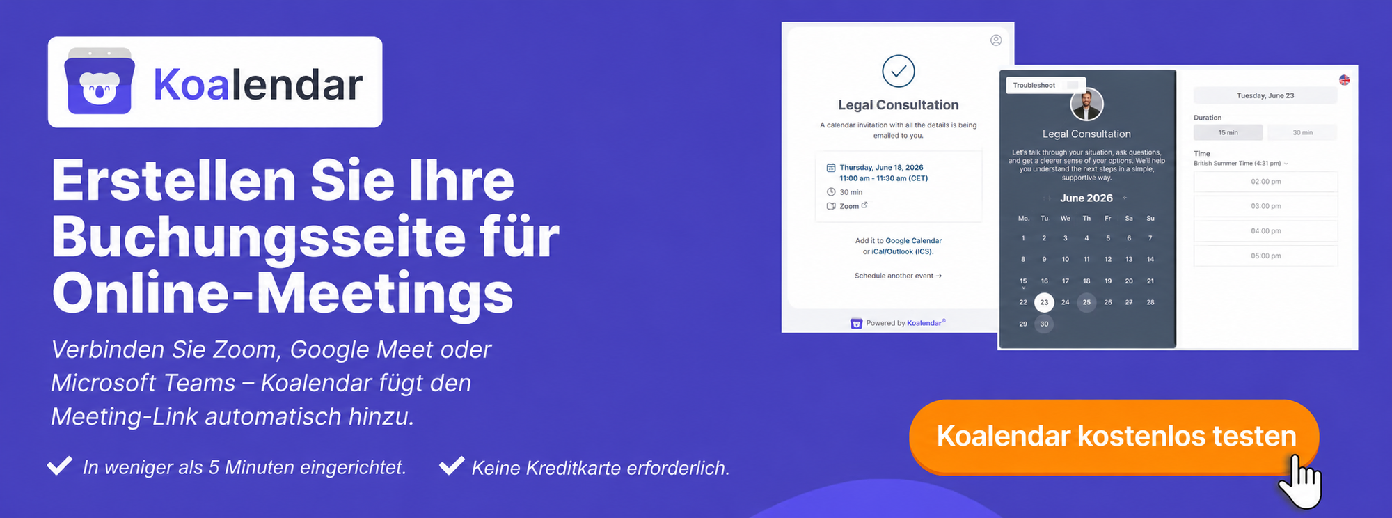 Wie Sie mit der Koalendar-Terminplanungssoftware andere zu einem Zoom-Meeting einladen