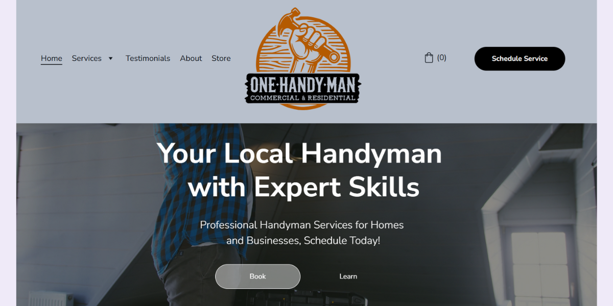 screenshot modern handyman website