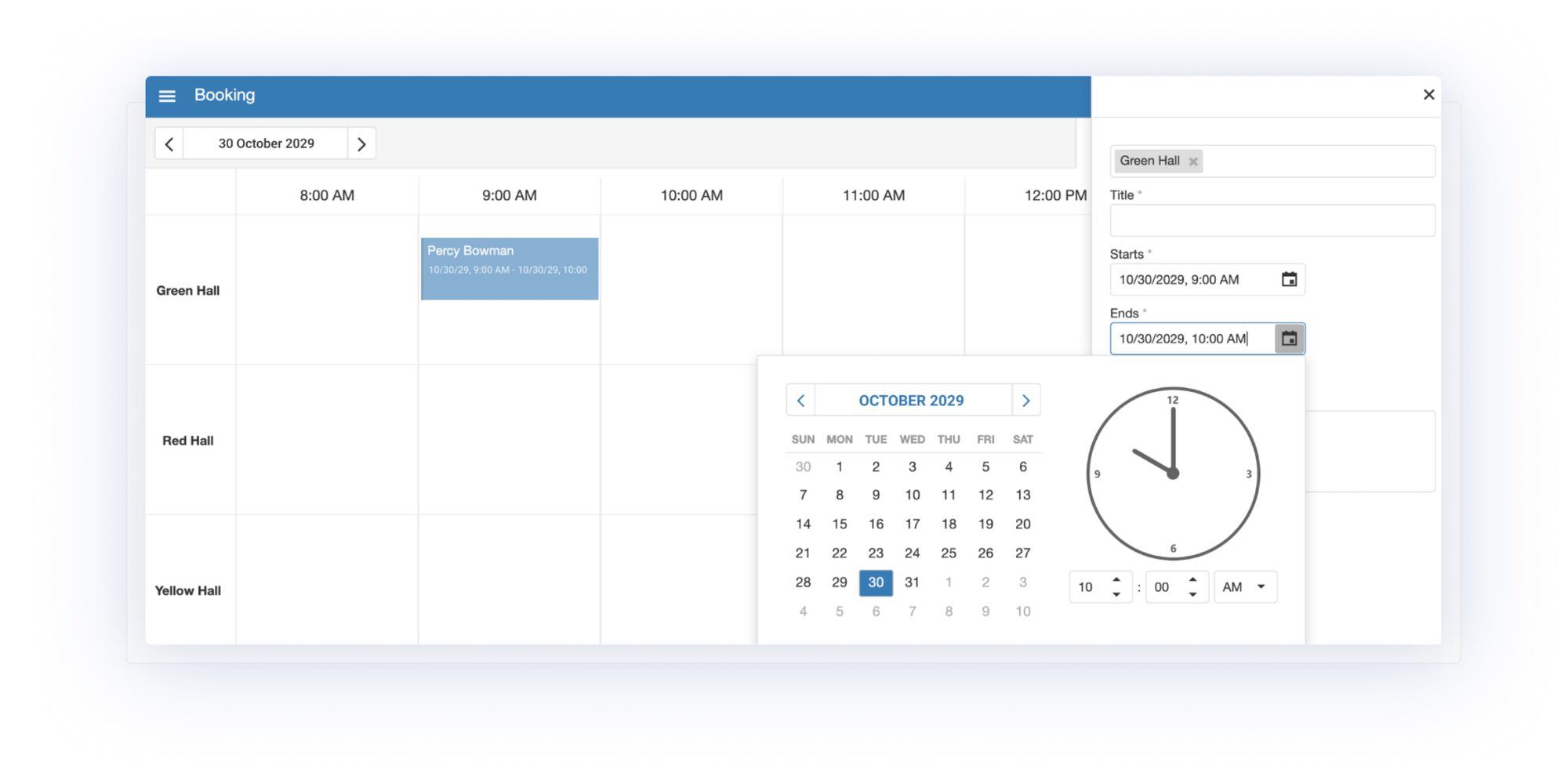 screenshot of Microsoft Bookings scheduling tool