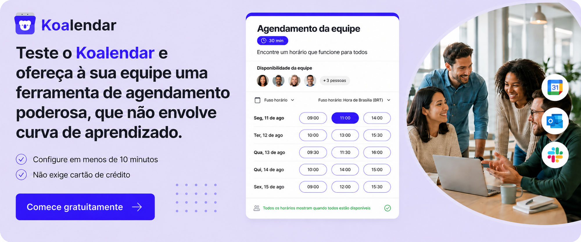 Koalendar, uma ferramenta de agendamento para equipes que resolve o problema de criar enquetes de horários no Outlook