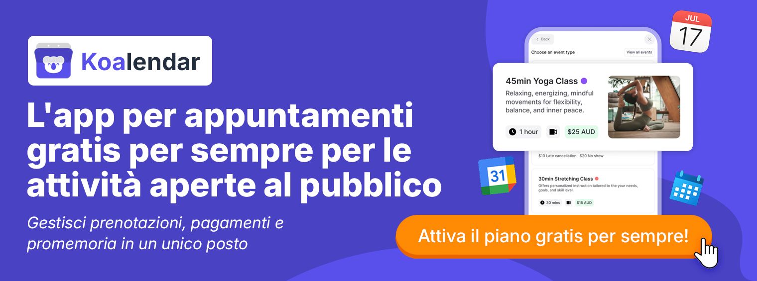 banner di Koalendar per la pianificazione con piano gratuito e sincronizzazione del calendario